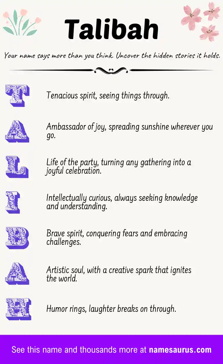 Acrostic poem about Talibah.