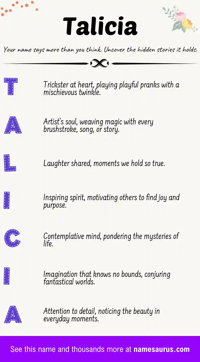 Acrostic poem about Talicia.