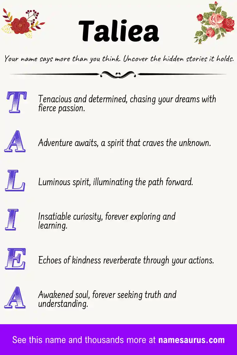 Acrostic poem about Taliea.