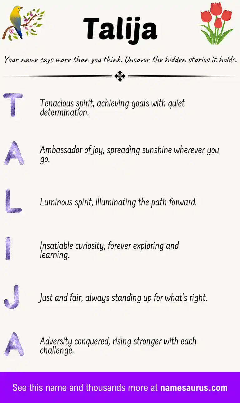 Acrostic poem about Talija.