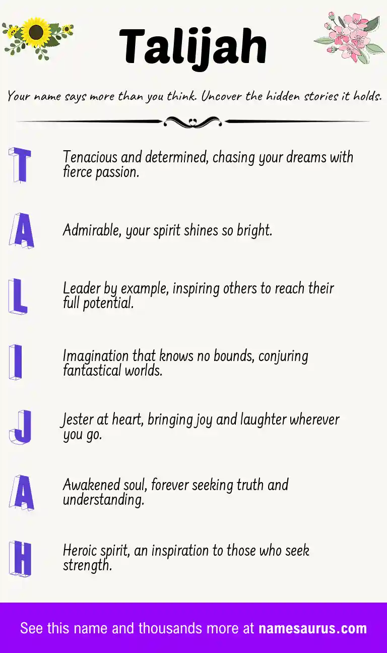 Acrostic poem about Talijah.