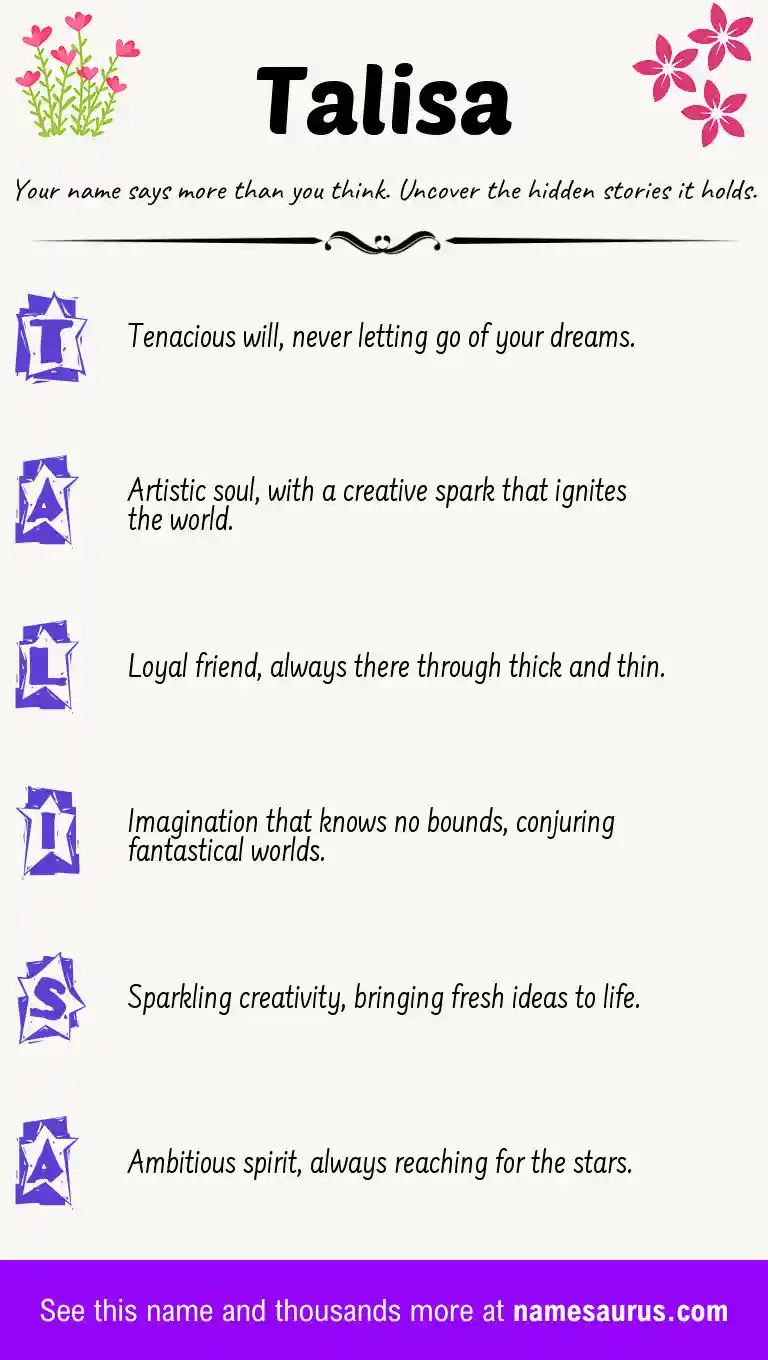 Acrostic poem about Talisa.