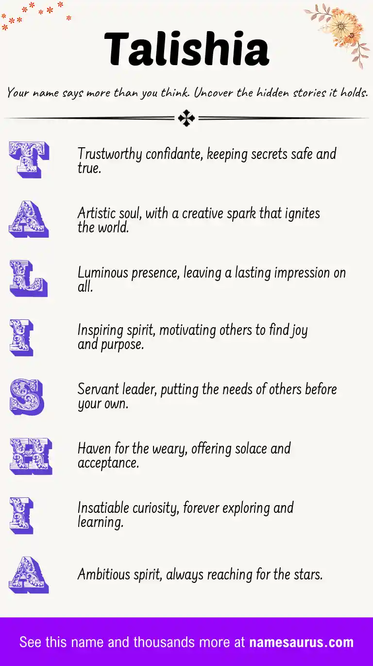 Acrostic poem about Talishia.