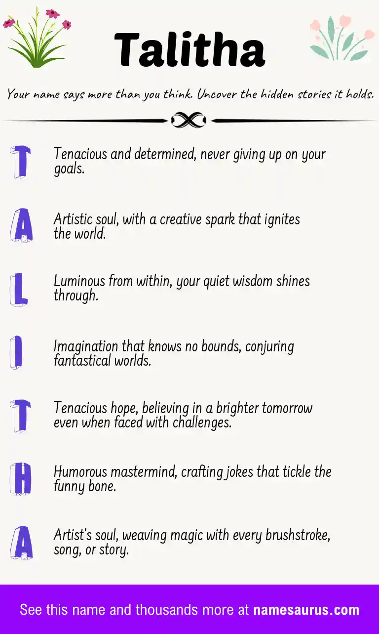 Acrostic poem about Talitha.