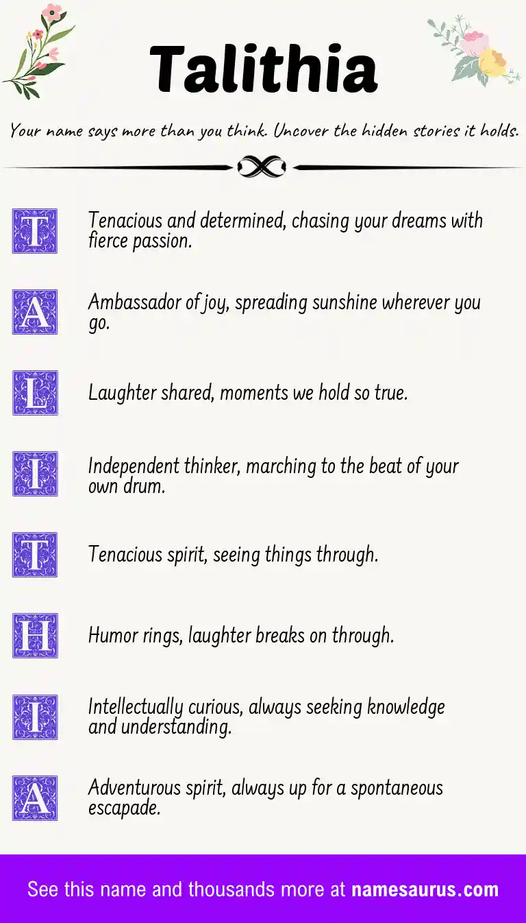Acrostic poem about Talithia.