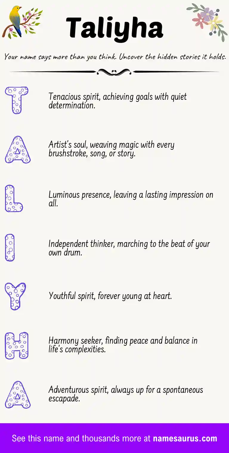Acrostic poem about Taliyha.