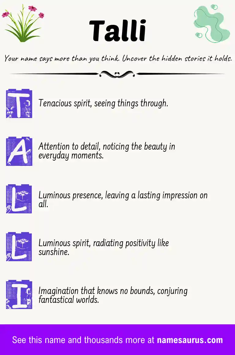 Acrostic poem about Talli.