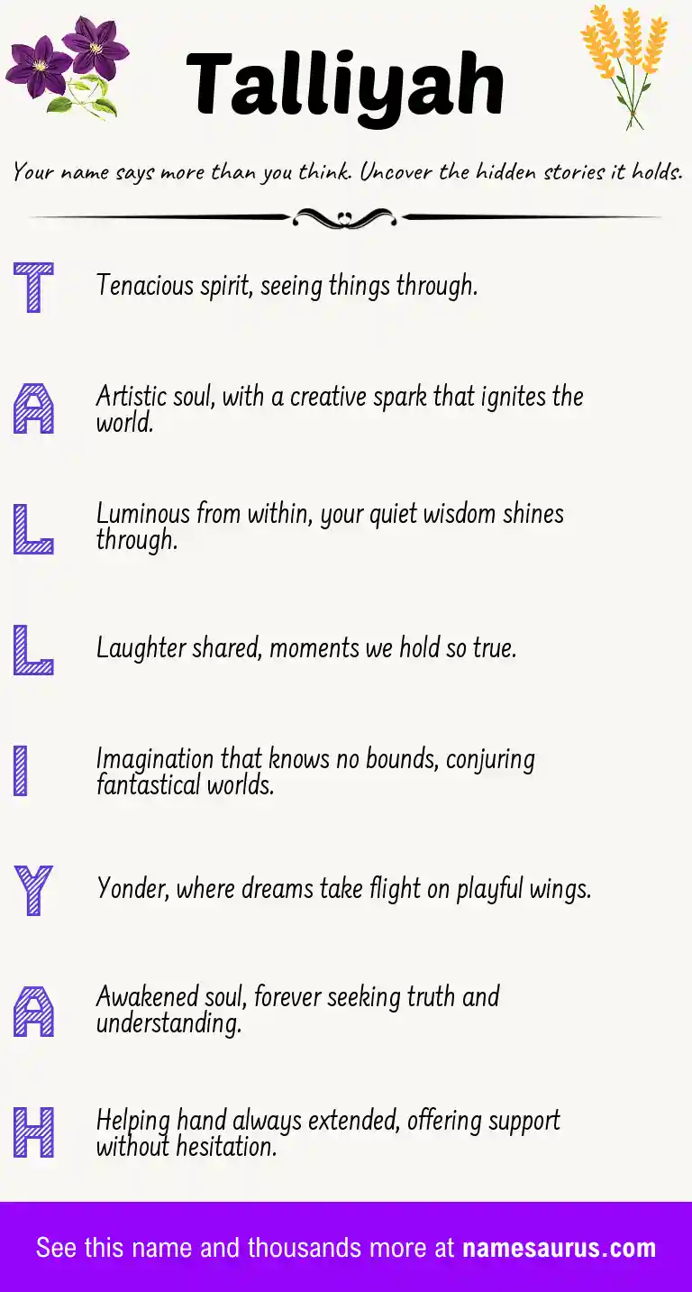 Acrostic poem about Talliyah.