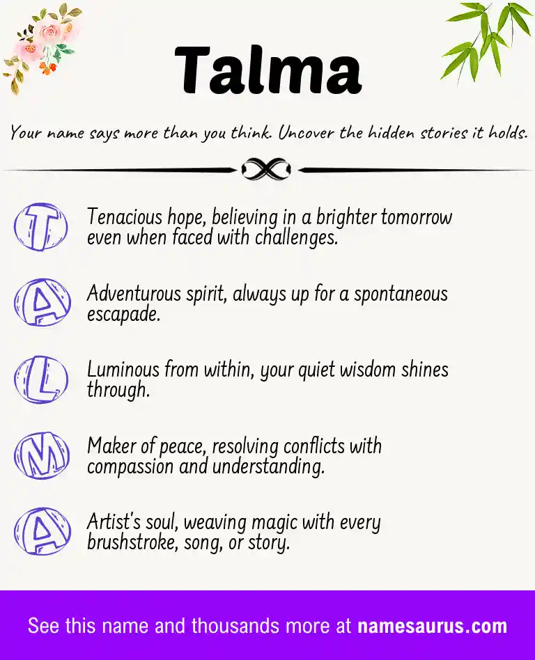 Acrostic poem about Talma.