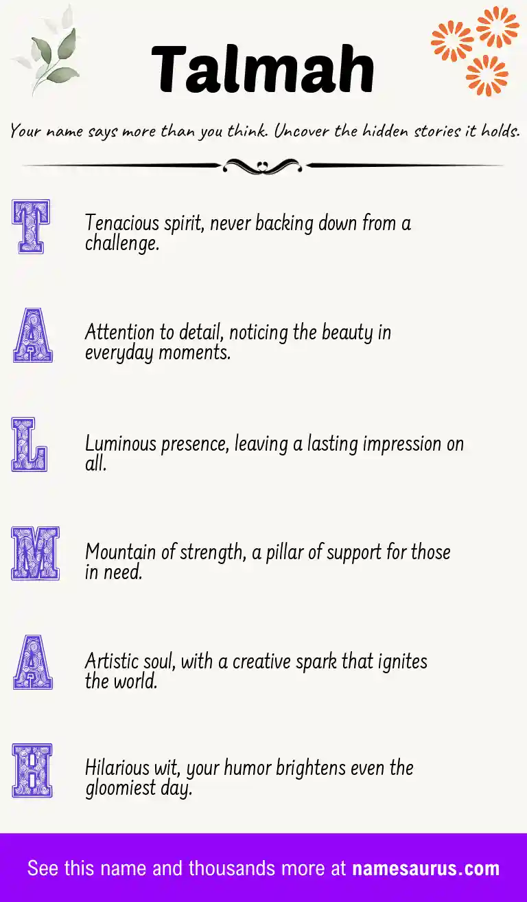 Acrostic poem about Talmah.