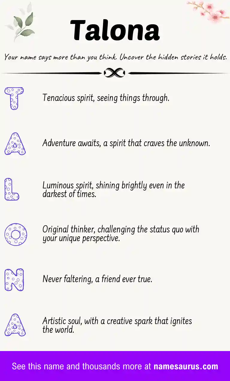 Acrostic poem about Talona.