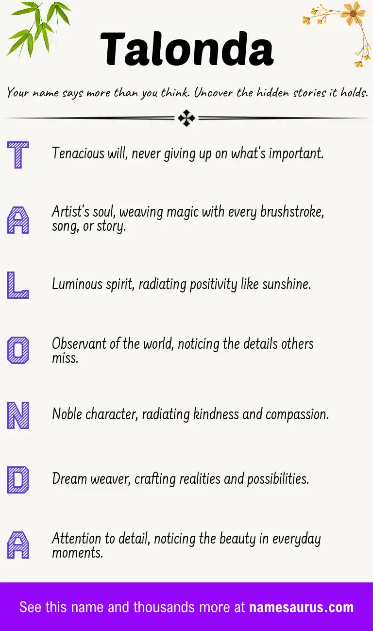 Acrostic poem about Talonda.
