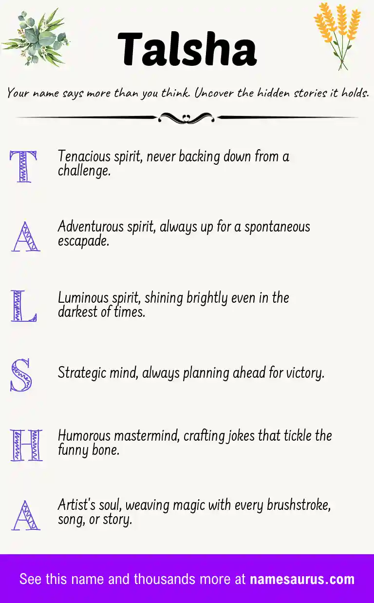 Acrostic poem about Talsha.