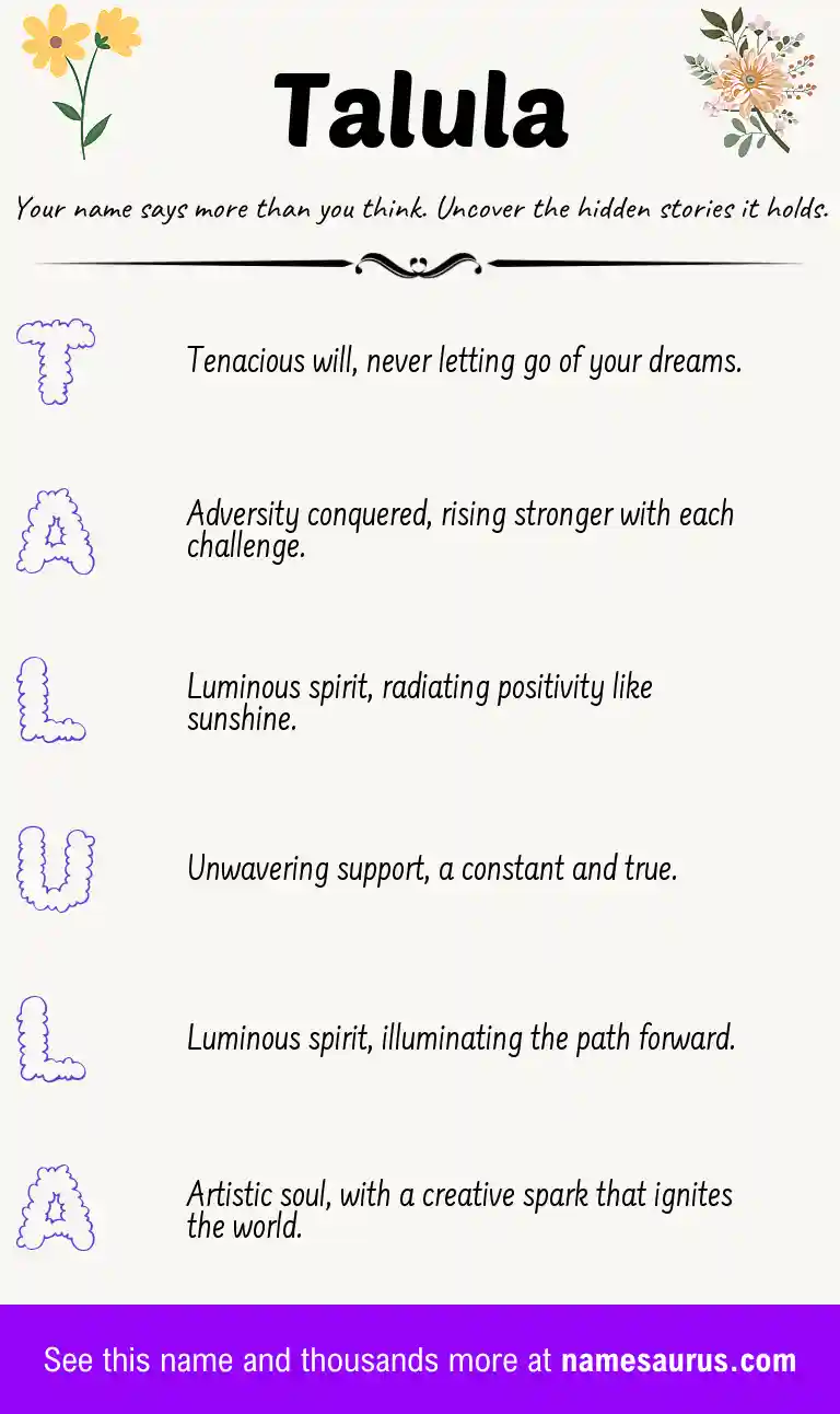 Acrostic poem about Talula.