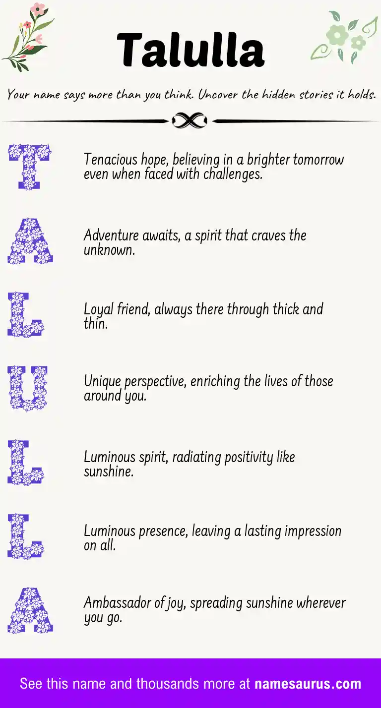 Acrostic poem about Talulla.