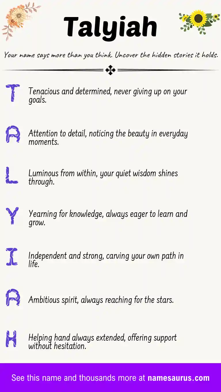 Acrostic poem about Talyiah.
