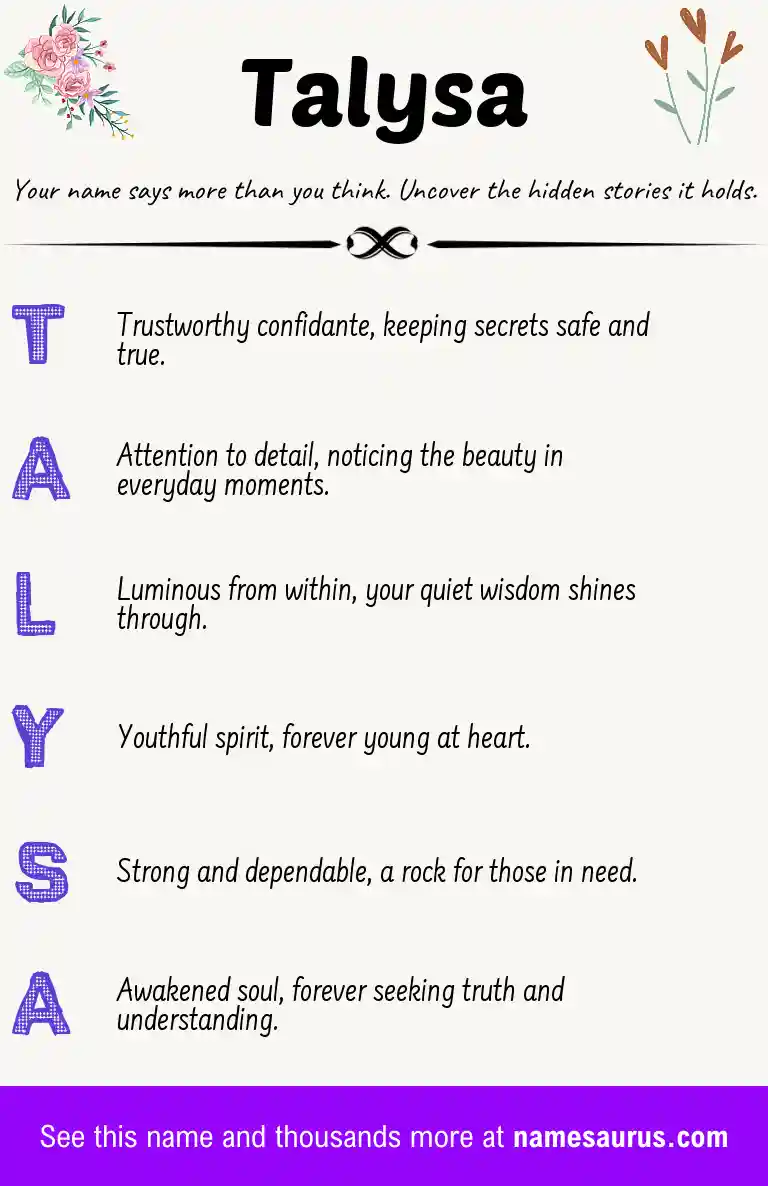 Acrostic poem about Talysa.