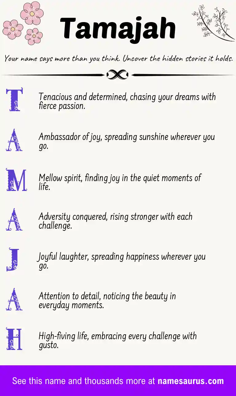 Acrostic poem about Tamajah.