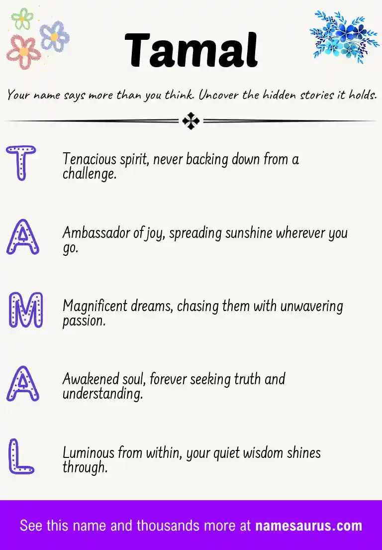 Acrostic poem about Tamal.