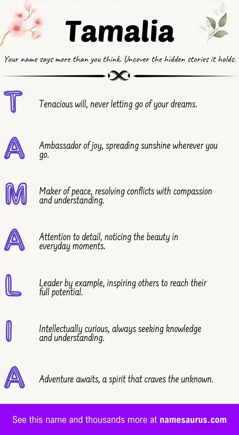 Acrostic poem about Tamalia.