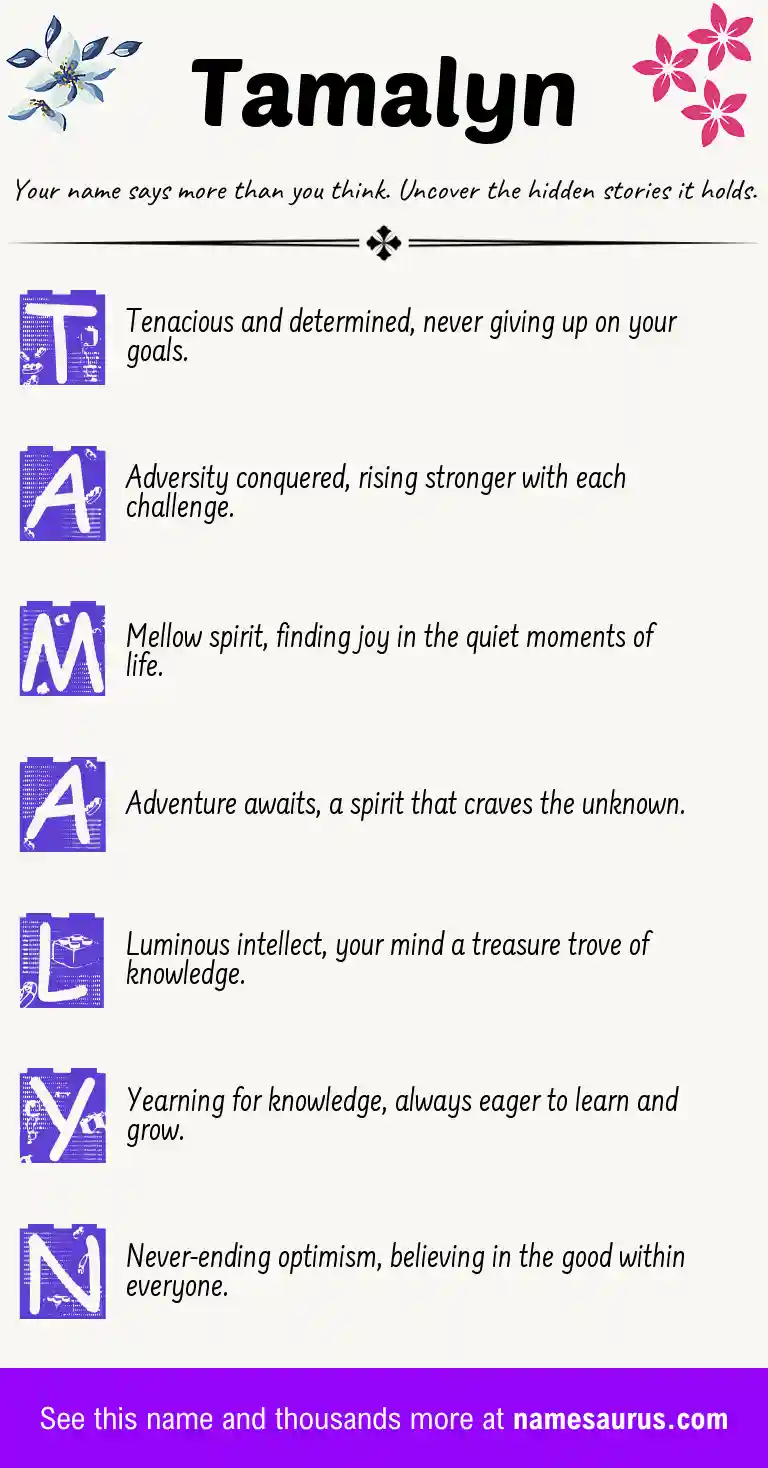 Acrostic poem about Tamalyn.