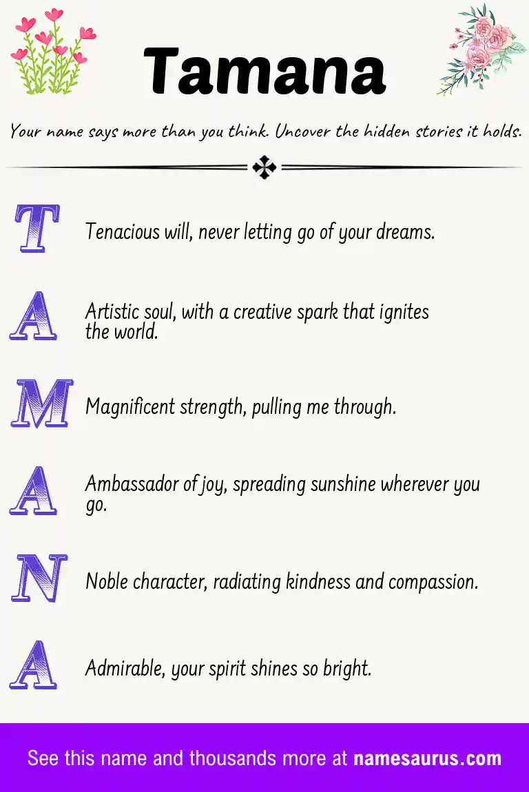 Acrostic poem about Tamana.