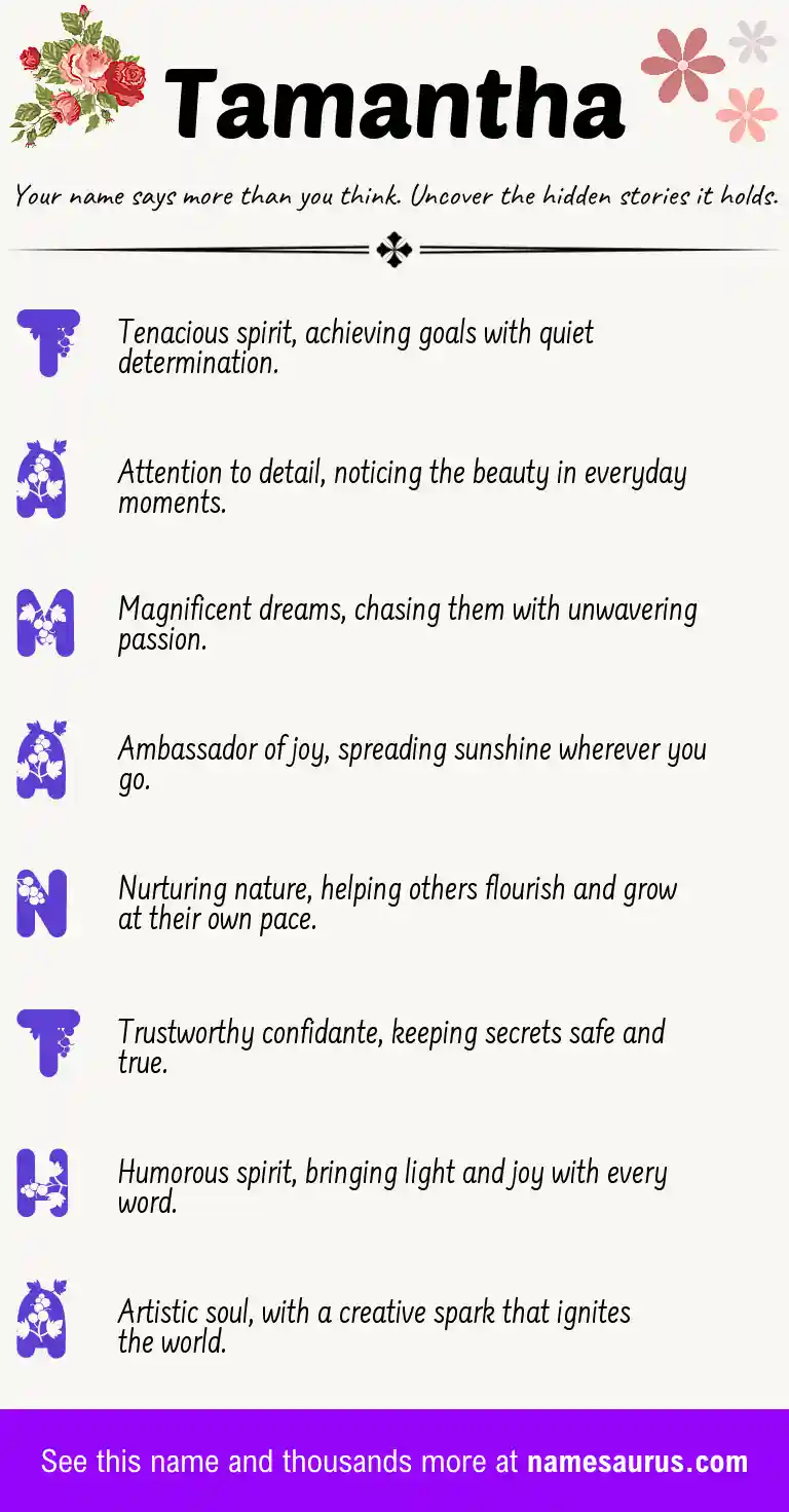 Acrostic poem about Tamantha.