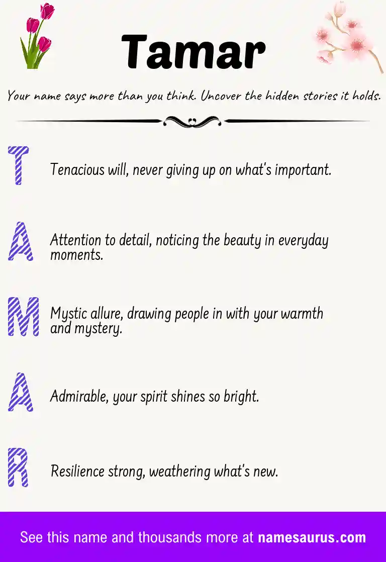 Acrostic poem about Tamar.