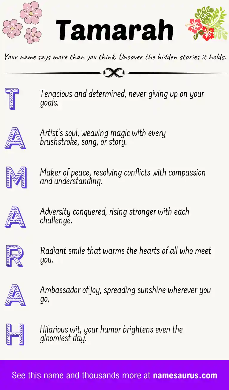 Acrostic poem about Tamarah.