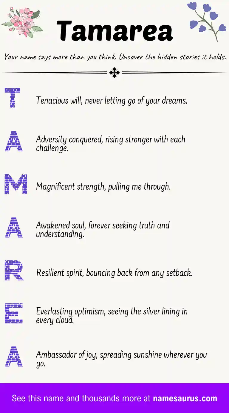 Acrostic poem about Tamarea.