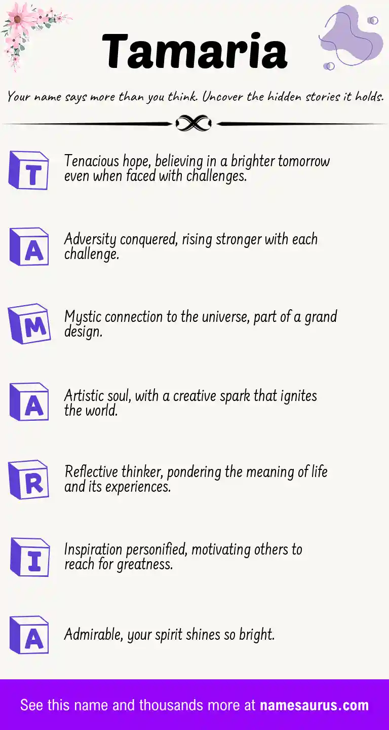 Acrostic poem about Tamaria.
