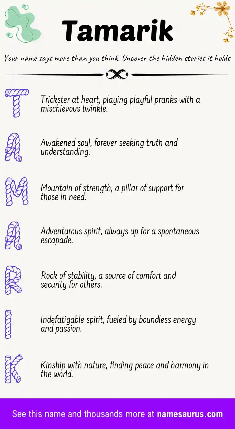 Acrostic poem about Tamarik.