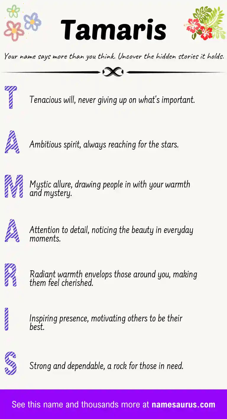 Acrostic poem about Tamaris.
