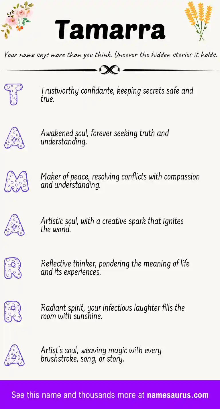 Acrostic poem about Tamarra.
