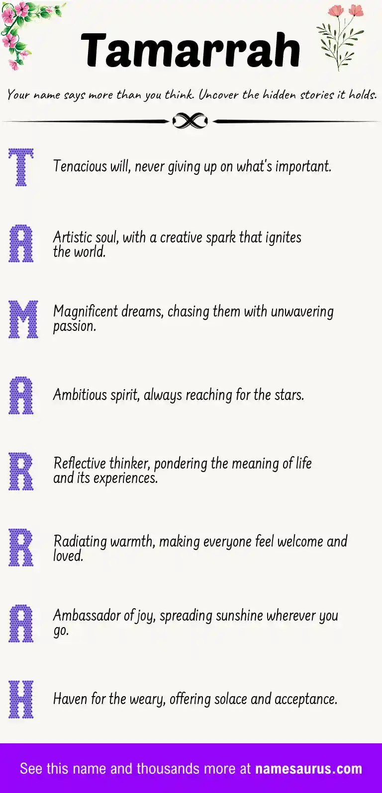 Acrostic poem about Tamarrah.