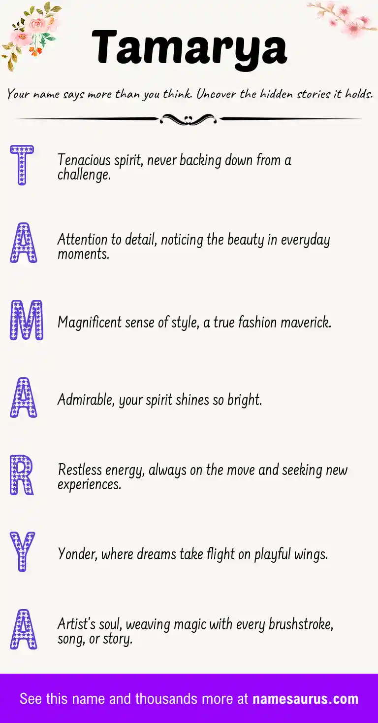 Acrostic poem about Tamarya.