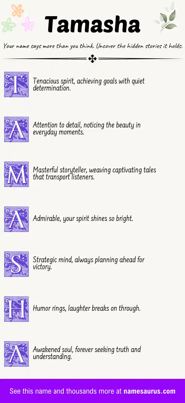 Acrostic poem about Tamasha.