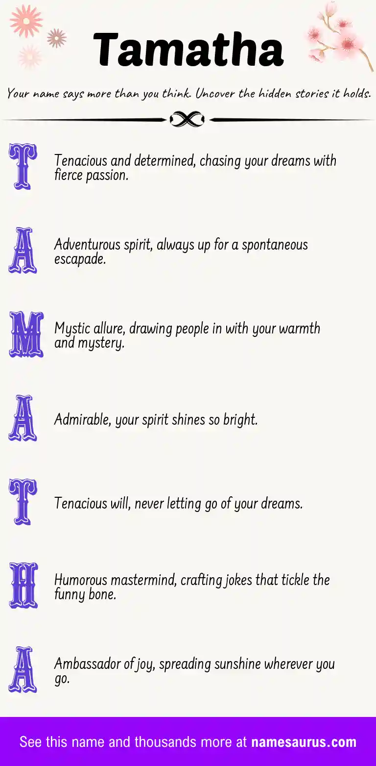 Acrostic poem about Tamatha.