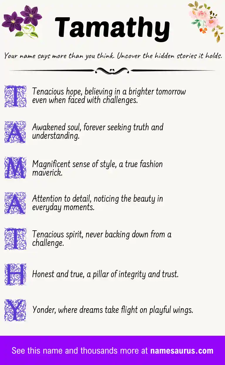 Acrostic poem about Tamathy.