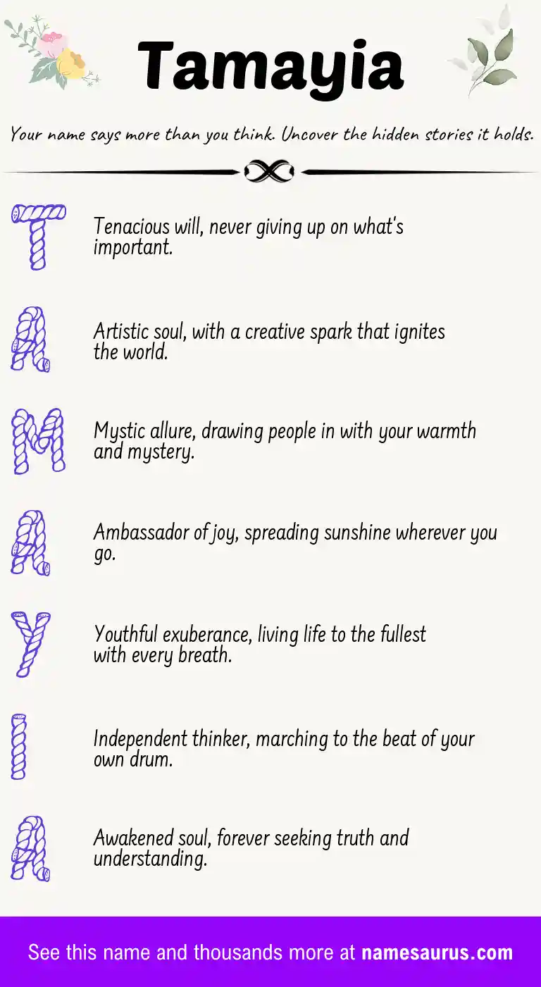 Acrostic poem about Tamayia.