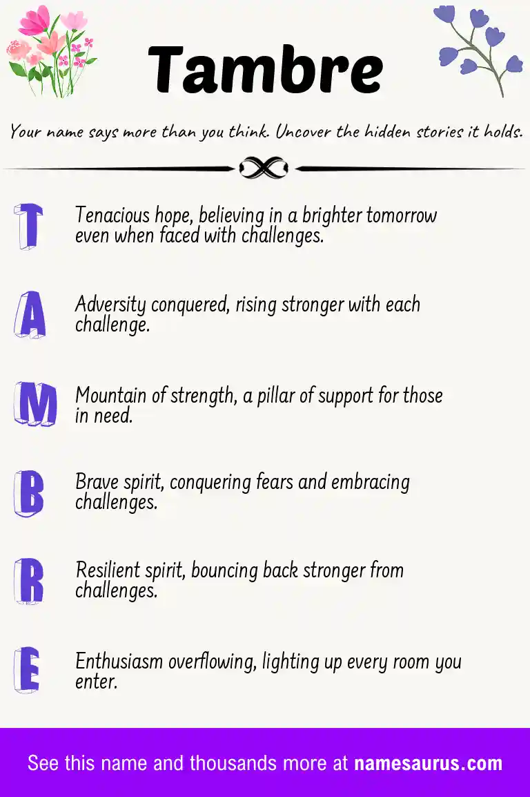 Acrostic poem about Tambre.