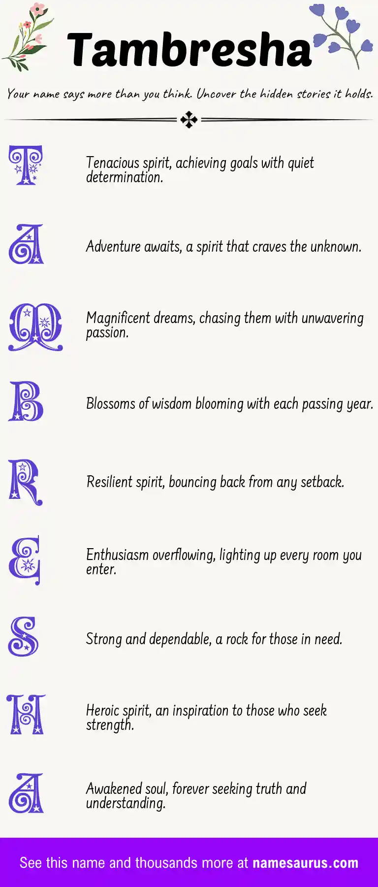 Acrostic poem about Tambresha.