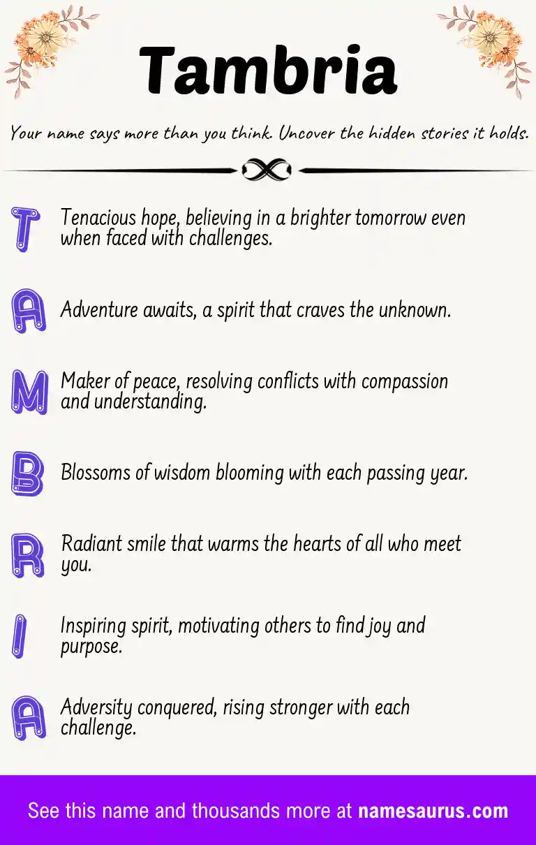 Acrostic poem about Tambria.