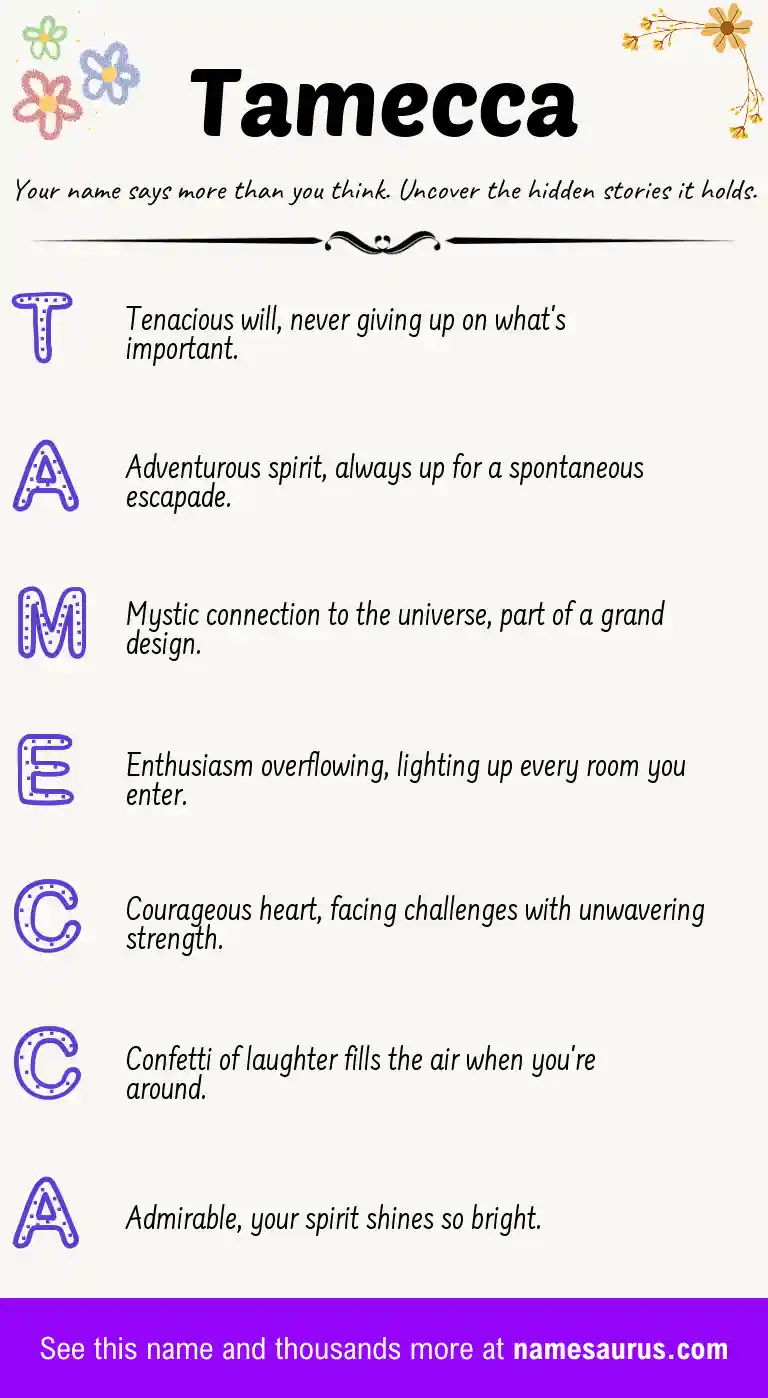 Acrostic poem about Tamecca.