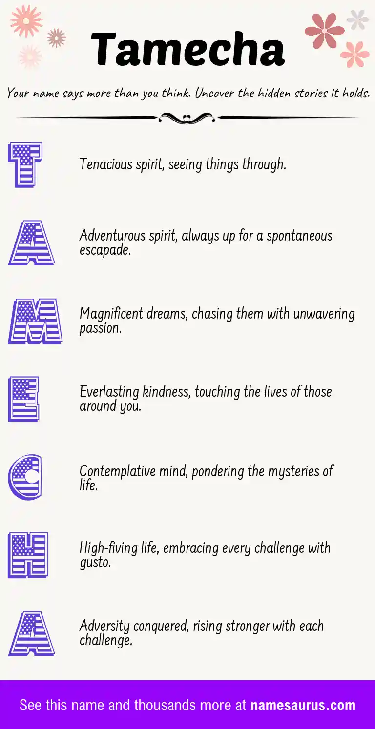 Acrostic poem about Tamecha.