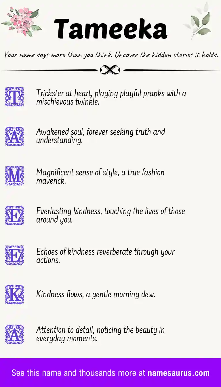 Acrostic poem about Tameeka.