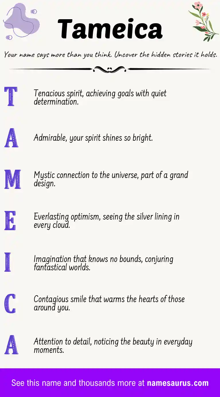Acrostic poem about Tameica.