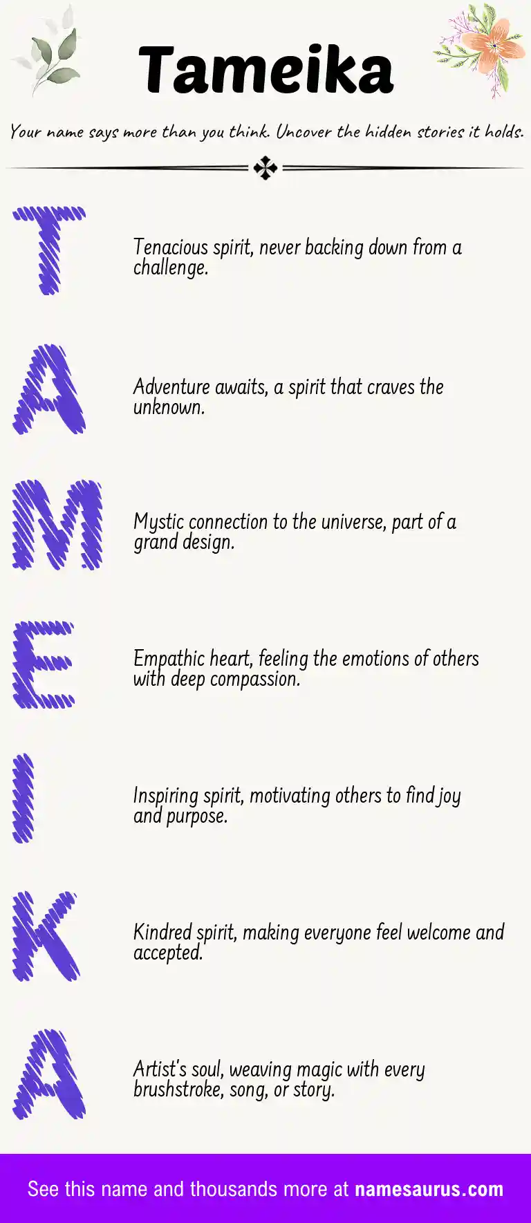 Acrostic poem about Tameika.