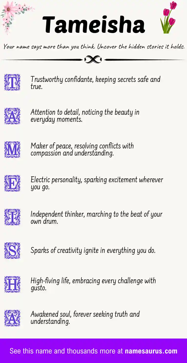 Acrostic poem about Tameisha.