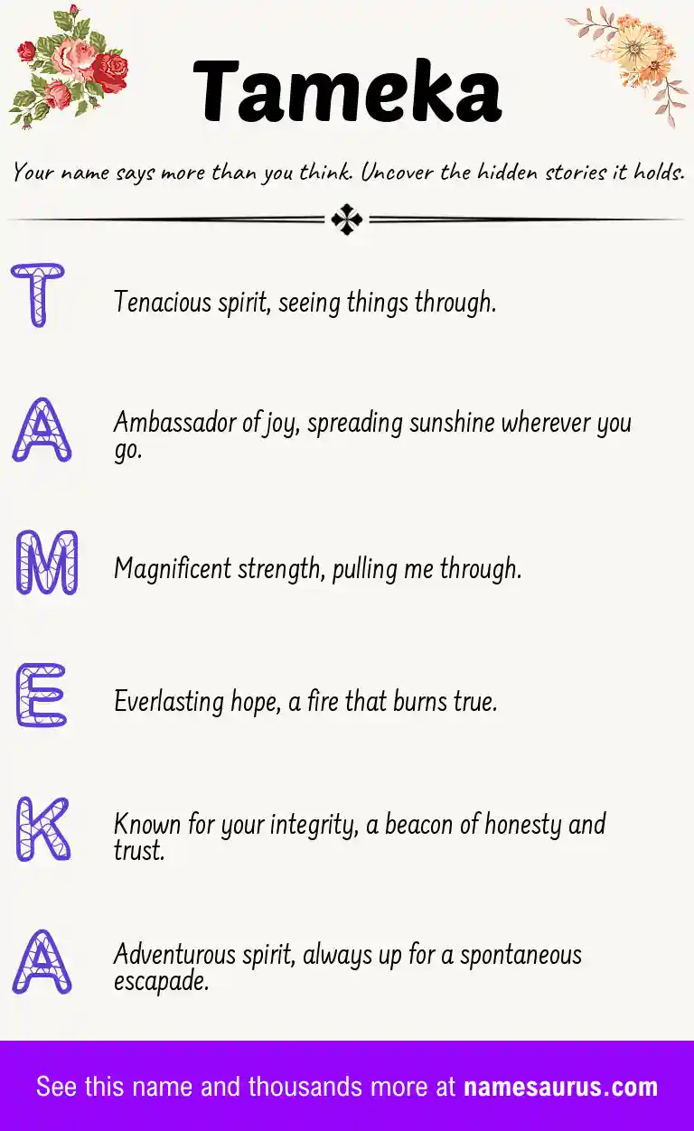 Acrostic poem about Tameka.